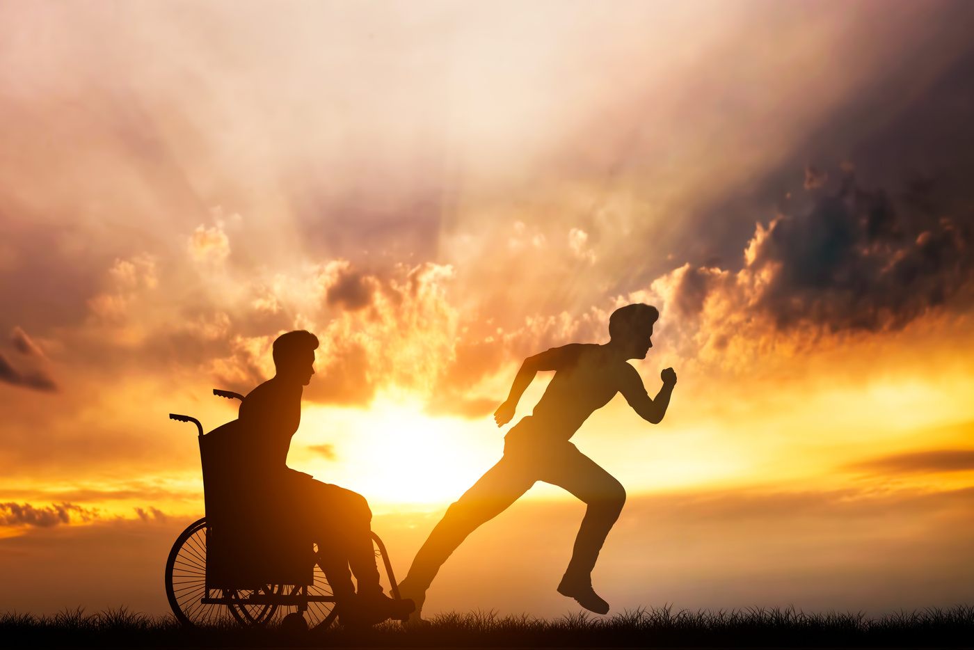 Man in a Wheelchair Dreaming of Running