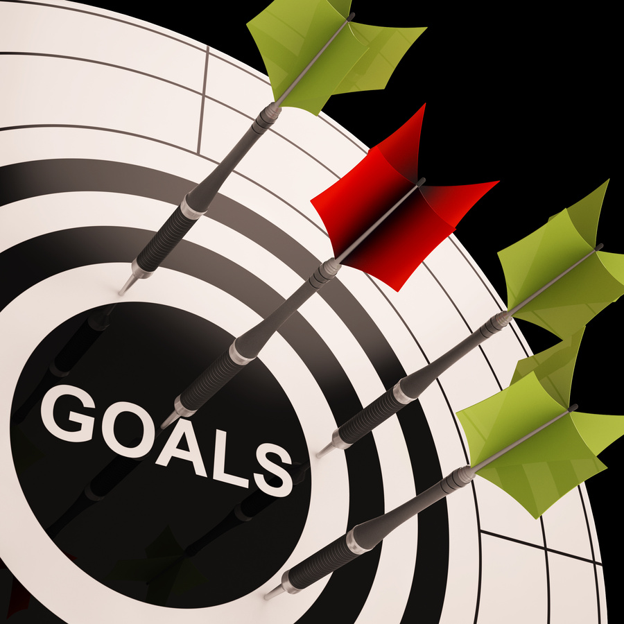 Goals On Dartboard Shows Aspired Objectives